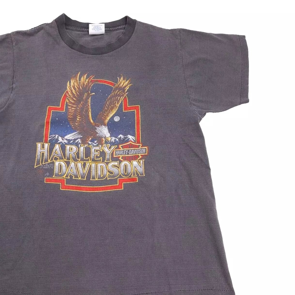 Harley Davidson 3D Emblem Eagle Flag 80s M