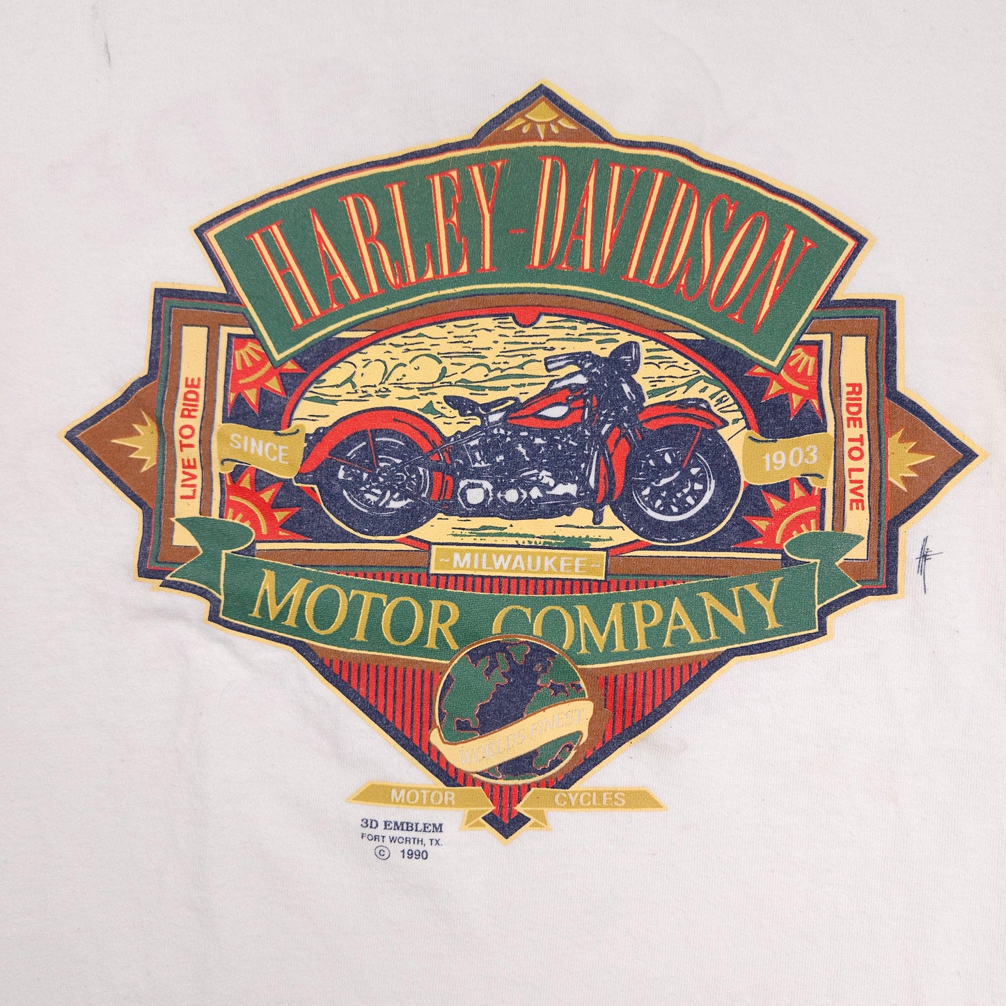 Harley-Davidson 3D Emblem Live To Ride '90 M