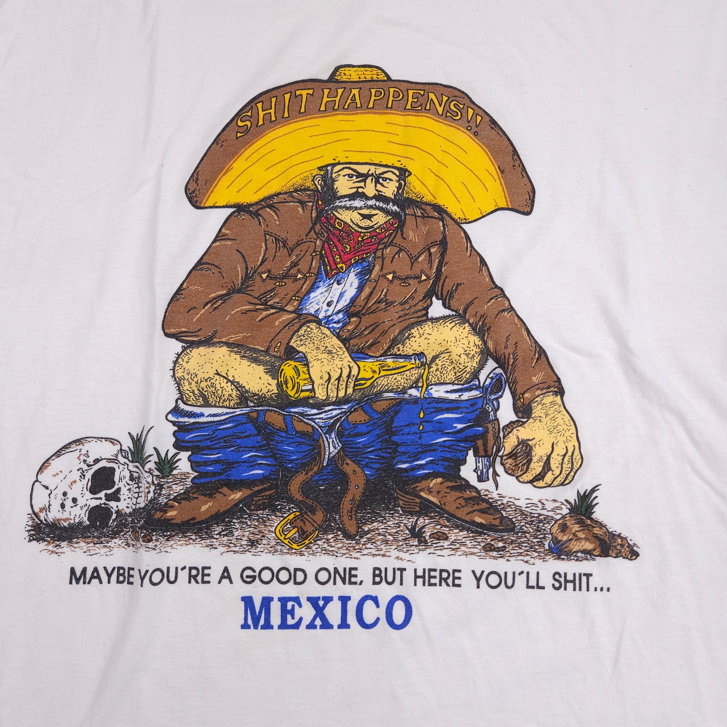 Shit Happens Mexico 80's Funny Shirt L