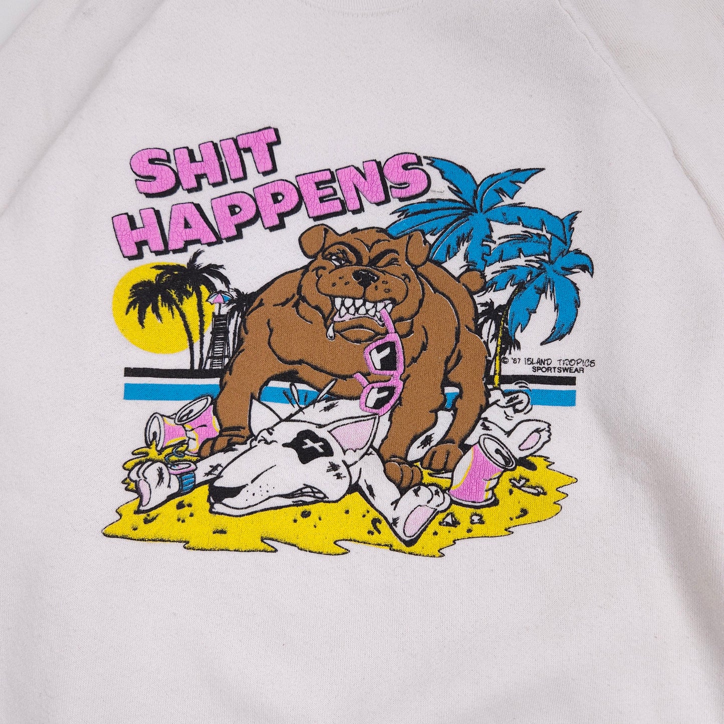 Spuds MacKenzie Sweatshirt Shit Happens L