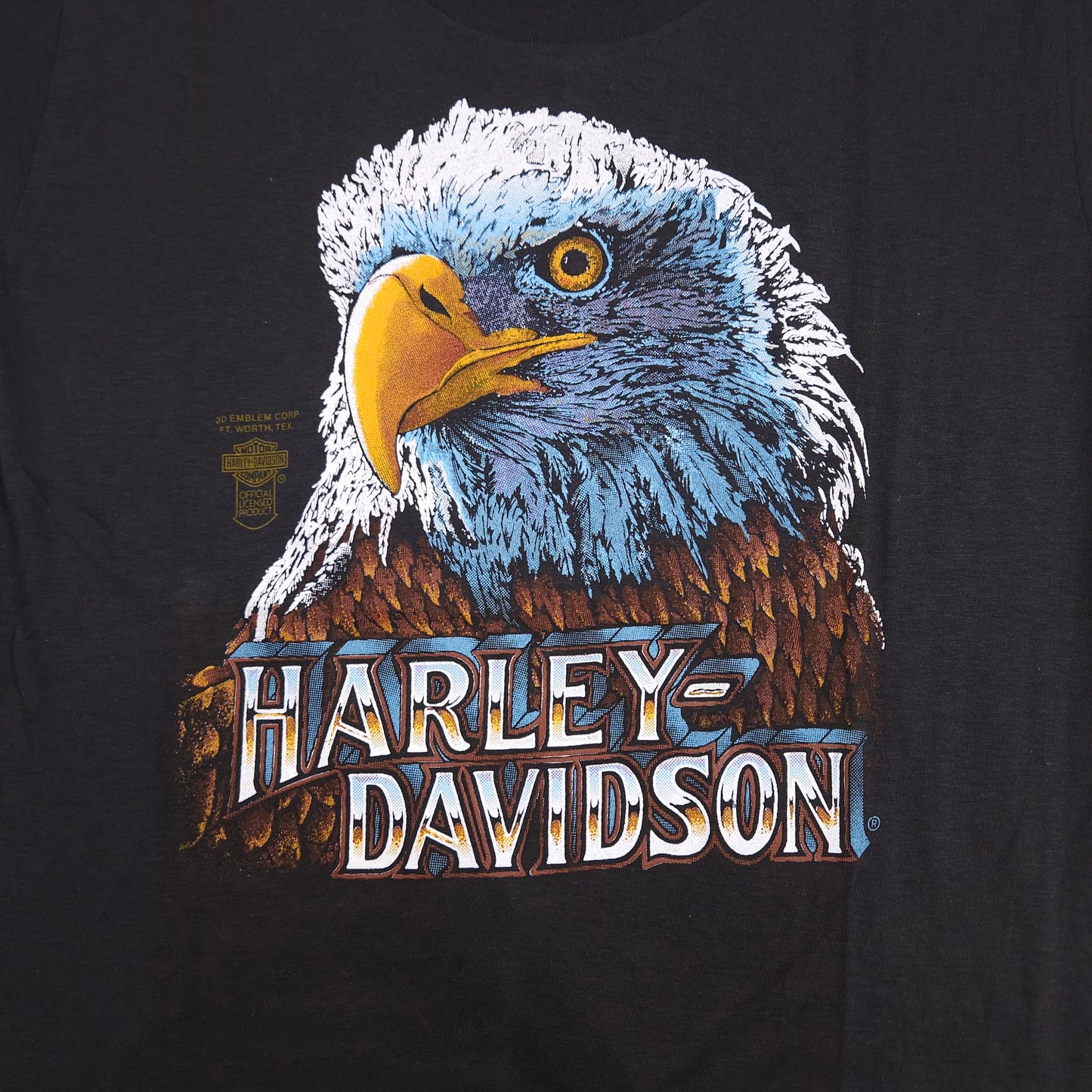 Harley Davidson 3D Emblem Eagle Shirt NEW 80s L