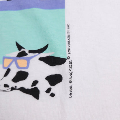 Cows with Glasses 80s Art Tee Sunset L