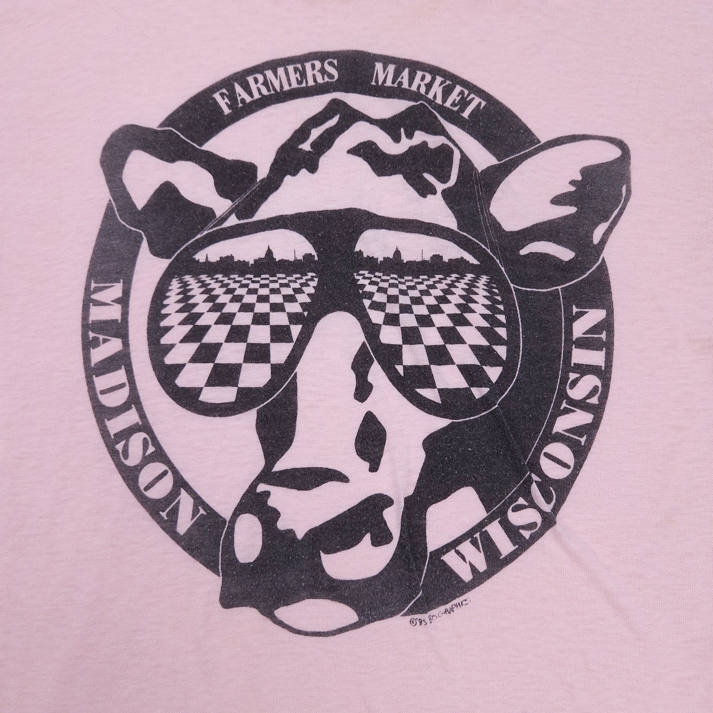 Cow Checkered Glasses Madison WI Shirt 80s M