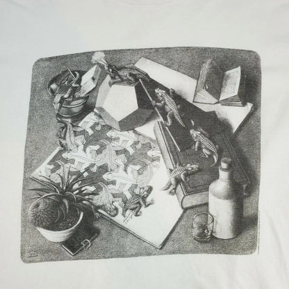 MC Escher Reptiles Art Print Shirt 90s L