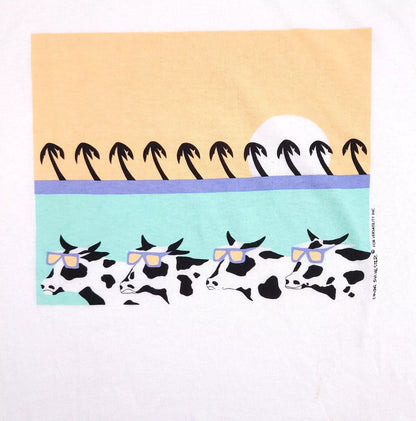 Cows with Glasses 80s Art Tee Sunset L