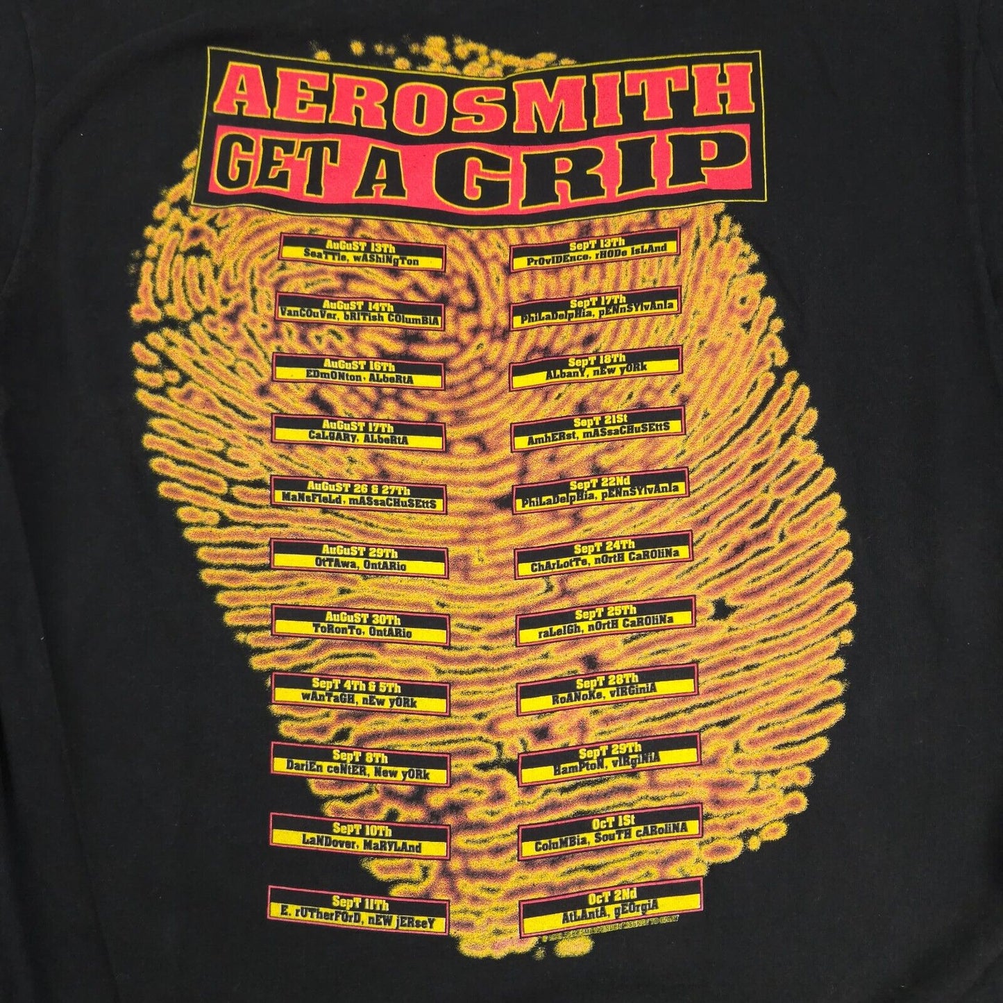 Aerosmith Get A Grip Tour T-Shirt Large