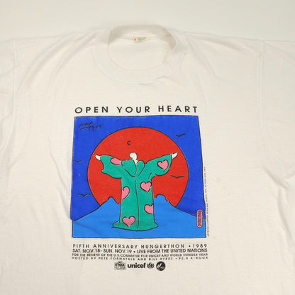 Peter Max Art T Shirt Open Your Heart 80s XL